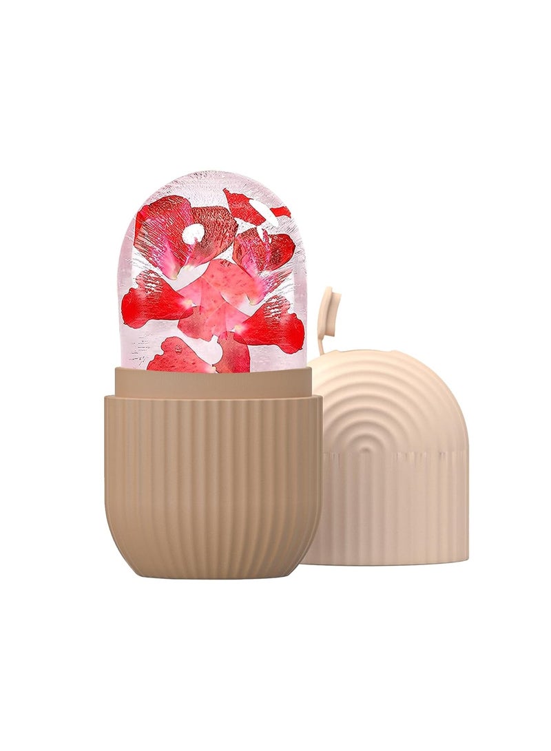 Ice Face Roller, Reusable Silicone Mold Face Massage Eye Facial Beauty Skin Care Tools Apply Ice for Shrink Pores Anti Wrinkle Reduce Puffiness Improve Skin Elasticity, Striped, Yellow - Image 3